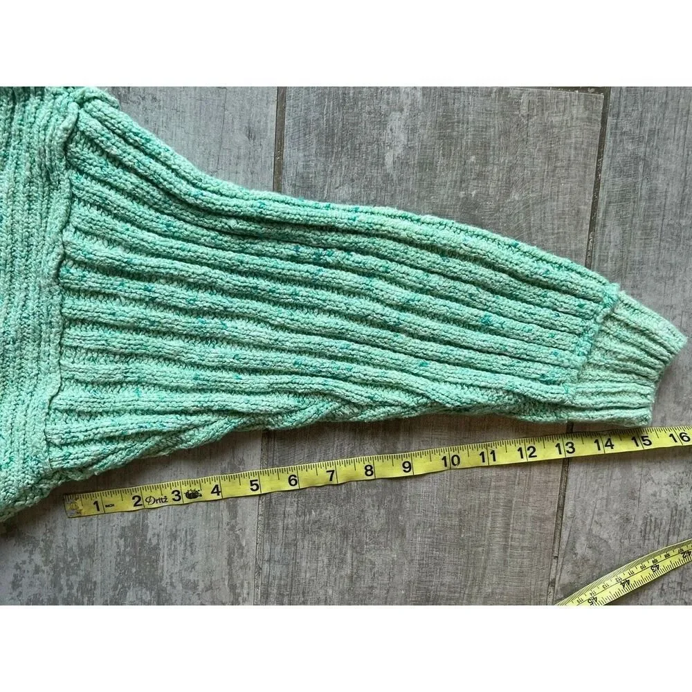 $98 FREE PEOPLE On Your Side Pullover Mint Green Chunky Knit Sweater Designer M